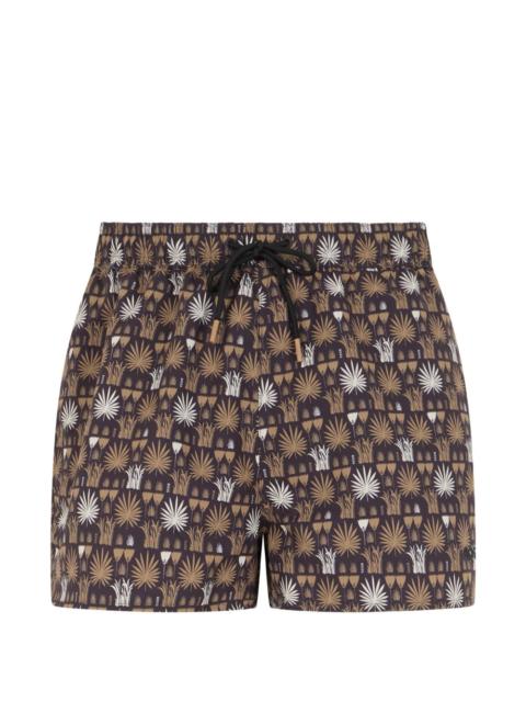 BOSS palm-leaf print swim shorts