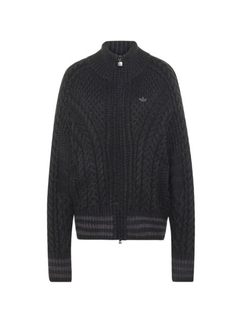 adidas cable-knit Trefoil cardigan