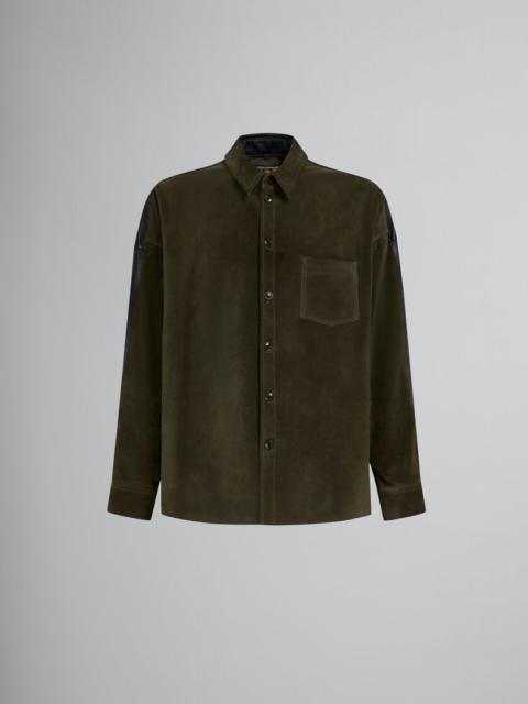 Marni GREEN SUEDE SHIRT WITH LEATHER BACK