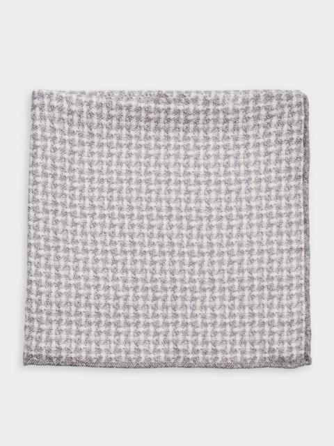 Brunello Cucinelli Men's Houndstooth Effect Silk Pocket Square