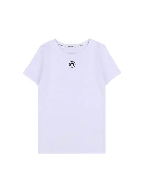 Marine Serre Crescent Moon Embroidered Ribbed Crewneck T-Shirt 'White'