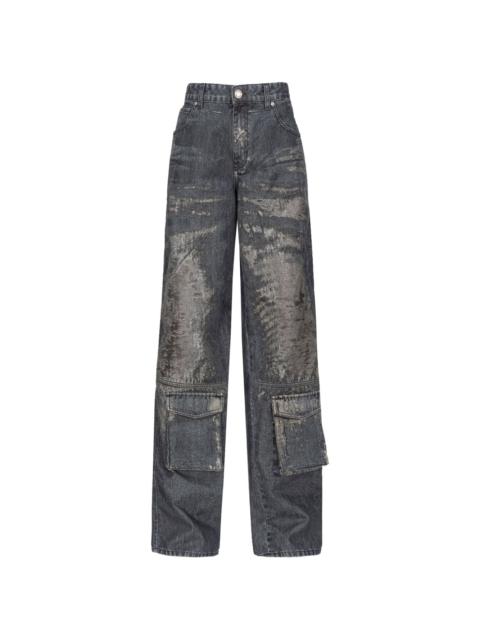 high-rise wide-leg cargo jeans