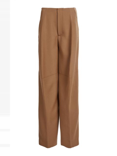 Victoria Beckham Sculptural Leg  Wool Trouser brown
