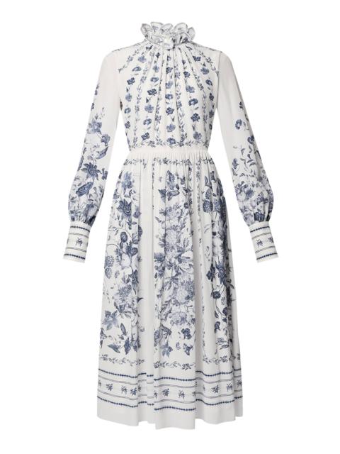 Erdem 꽃 인쇄 실크 미디 드레스