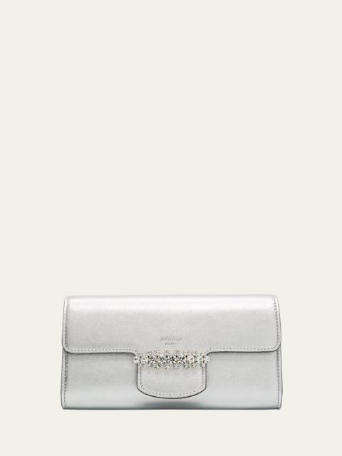JIMMY CHOO Bing Crystal Metallic Leather Wallet