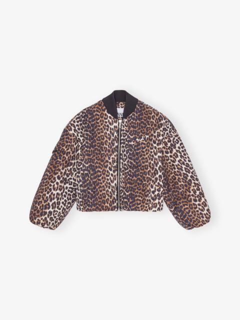 GANNI PRINTED CANVAS OVERSIZED SHORT BOMBER JACKET