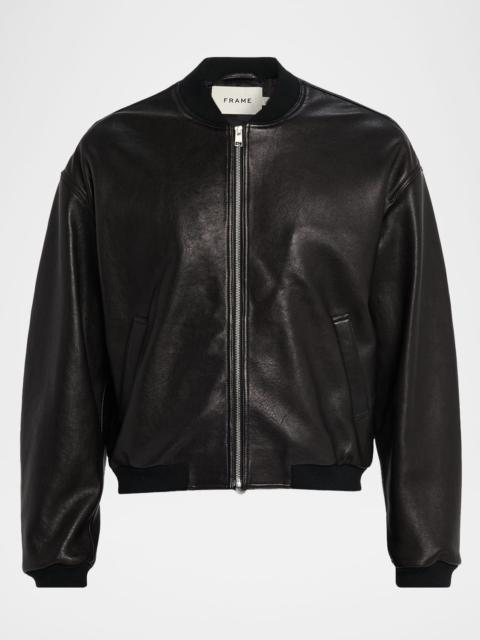 FRAME Men's Leather Full-Zip Bomber Jacket