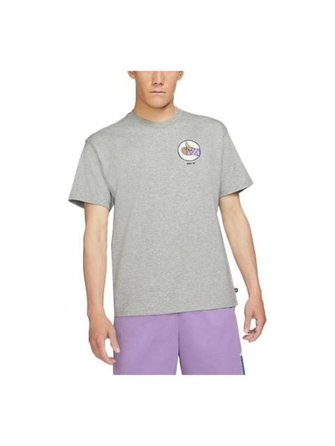 Nike Men's Nike Casual Sports Printing Skateboard Short Sleeve Gray T-Shirt DJ1221-063