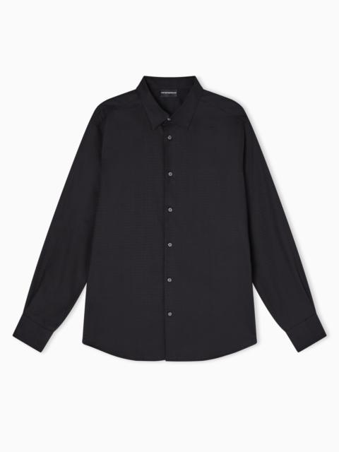 EMPORIO ARMANI JACQUARD SHIRT WITH ALL-OVER LETTERING
