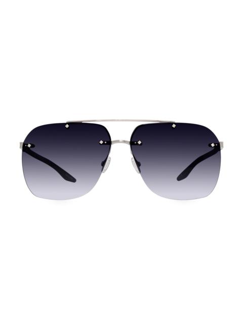 BARTON PERREIRA Men's Daniel 64MM Navigator Sunglasses - Silver Graphite Blue Gradient