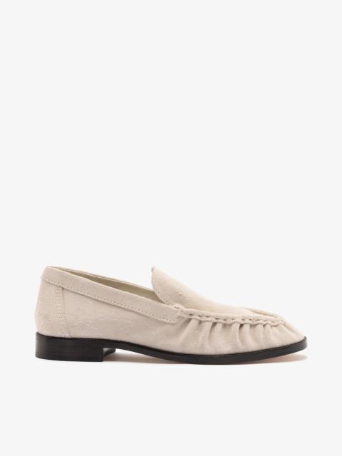 Larroudé Margaux Loafer In Mushroom Grey Suede