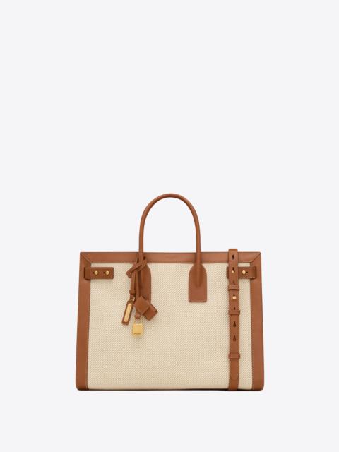 SAINT LAURENT sac de jour thin large in canvas and leather