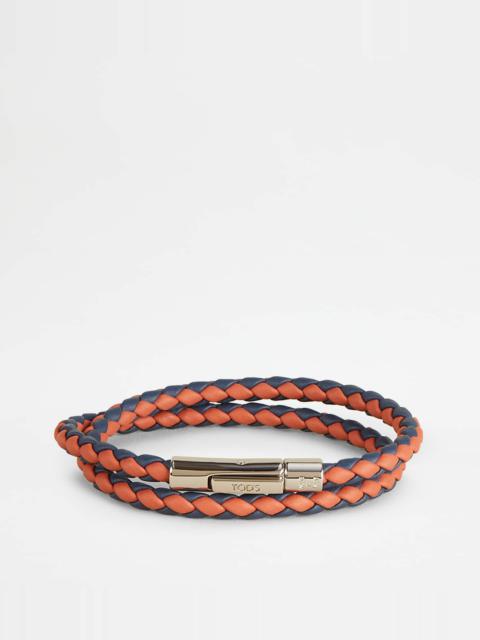 Tod's MYCOLORS BRACELET IN LEATHER - ORANGE, BLUE