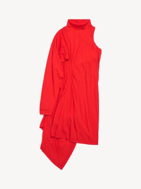 BALENCIAGA Women's Draped Midi Dress in Sunset Red