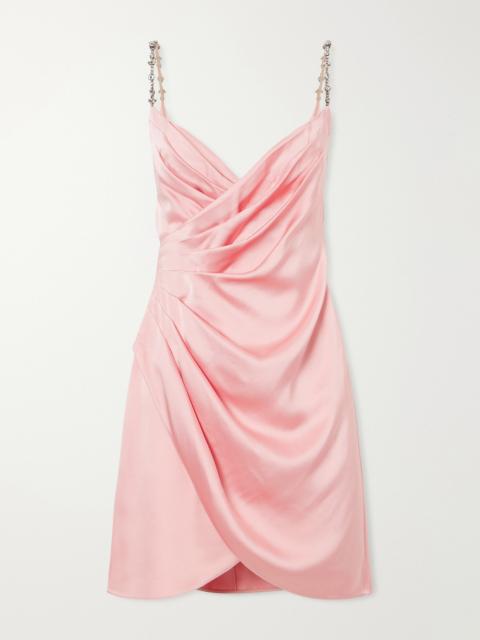 Valentino Crystal-embellished Pleated Cady Mini Dress