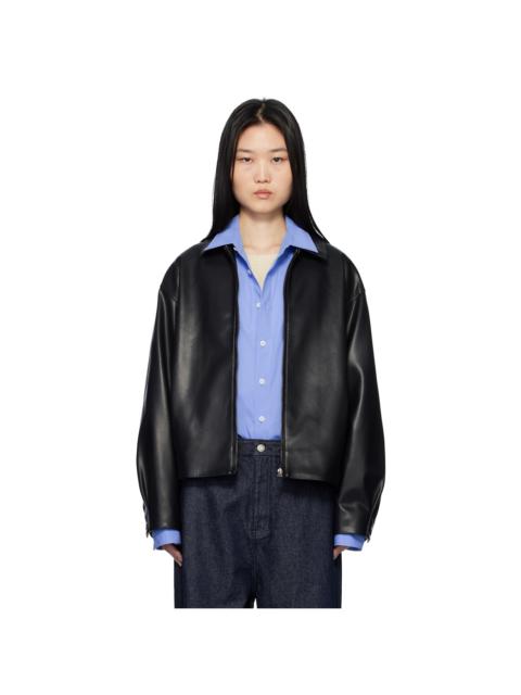 LE17SEPTEMBRE Black Spread Collar Faux-Leather Jacket