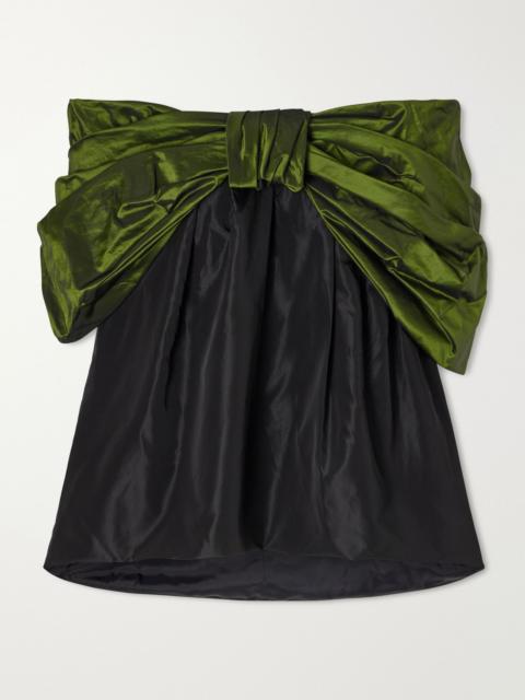 Simone Rocha Bow-detailed gathered taffeta blouse Multi