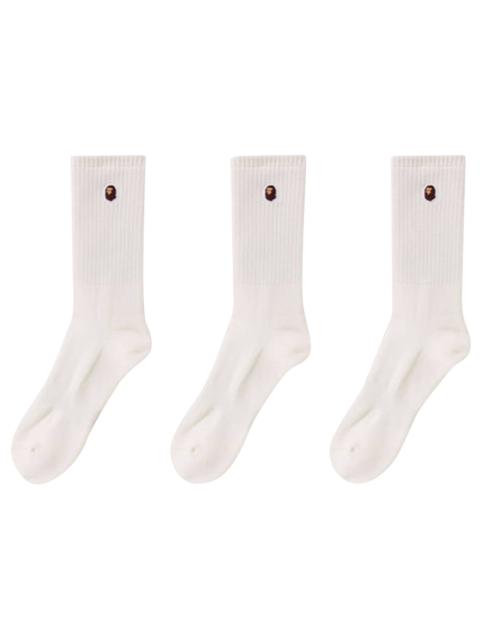 A BATHING APE® BAPE Ape Head One Point Socks 3 Pairs 'White'