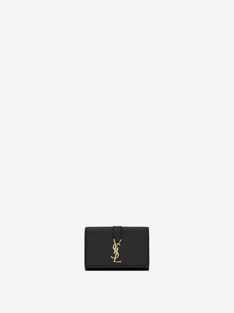 SAINT LAURENT ysl line key case in grained leather