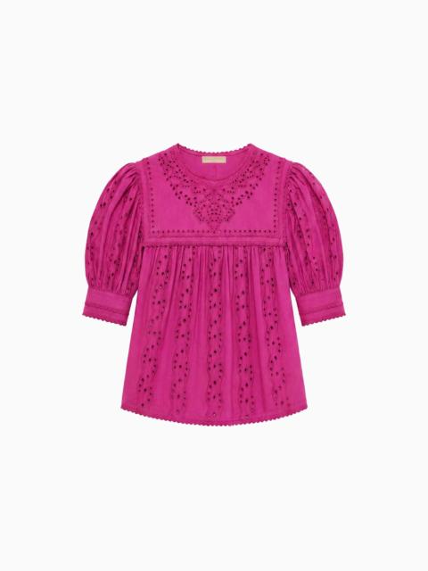 ULLA JOHNSON Una Short Sleeve Cotton Top