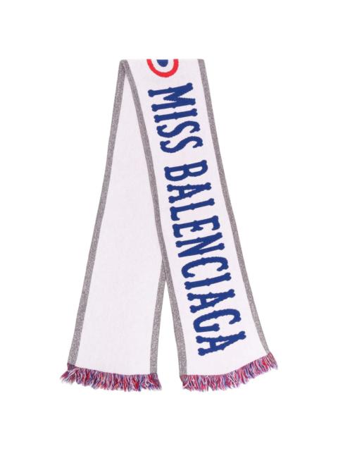 BALENCIAGA logo fringe scarf