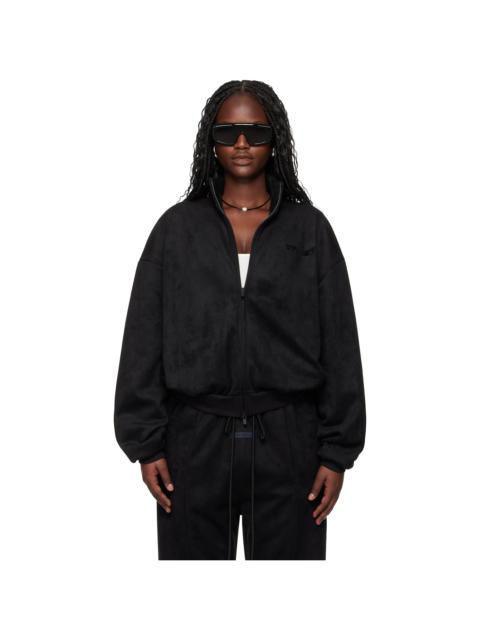 ESSENTIALS Black Holiday Faux-Suede Fleece Vintage Track Jacket