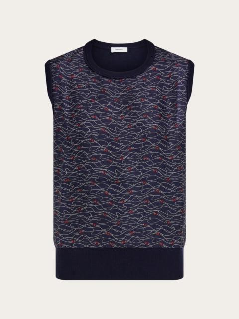 FERRAGAMO Knitted top with silk panel detail
