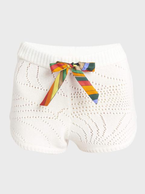 EMILIO PUCCI Cashmere Pointelle Knit Pull-On Shorts