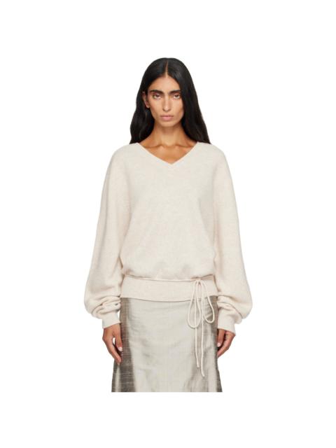 LE17SEPTEMBRE Beige Soft Alpaca Blend Tie V-Neck Sweater