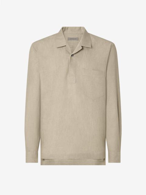 CORNELIANI Beige chambray linen shirt
