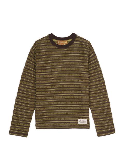 BRAIN DEAD Puckered Stripe Long Sleeve Top - Green