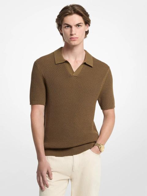 MICHAEL KORS Textured Cotton Johnny Collar Polo Shirt