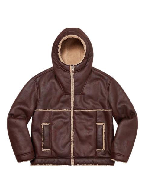 Supreme faux-shearling hooded jacket