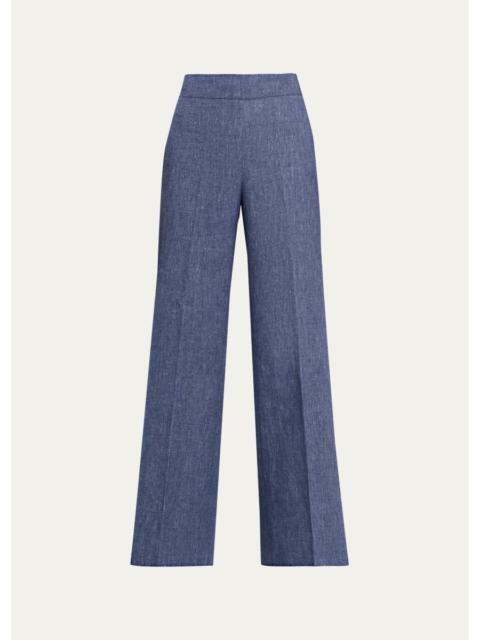 CAROLINA HERRERA Diane Wool-Blend Flannel Wide-Leg Pants