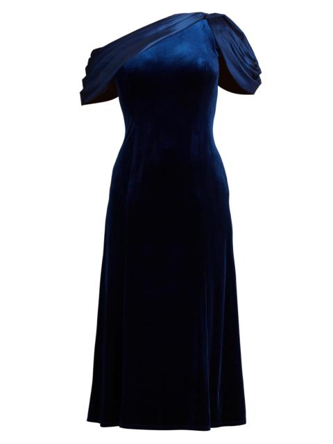 TADASHI SHOJI Women's Satin-Embellished Velvet Gown - Navy