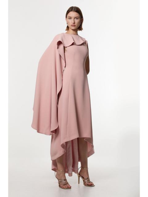 KAREN MILLEN Petite Soft Tailored Colour Block Cape Detail Full Skirted Maxi Dress