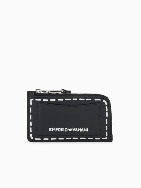 EMPORIO ARMANI Trompe l'œil-print card holder with wrap-around zip