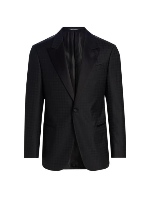 EMPORIO ARMANI Men's Houndstooth Stretch-Virgin Wool Blazer - Black