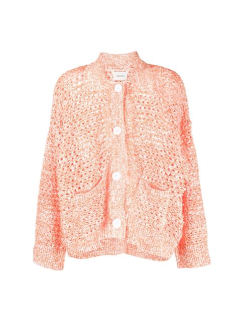 open-knit buttoned cardigan