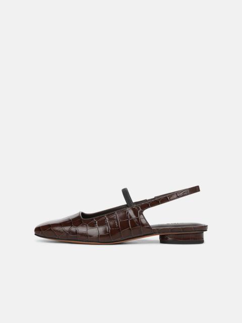 Vince Venice Croc-Embossed Leather Slingback Flat