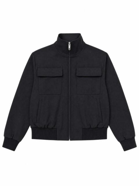 The Kooples BLACK WOOL-BLEND ZIP-UP JACKET