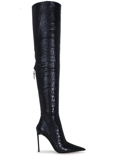 TOM FORD Shiny Stamped Croc Thigh High Boot