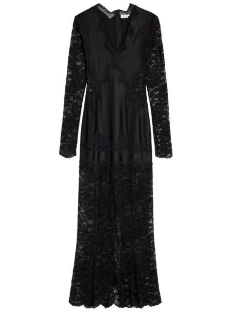 rabanne Rabanne V-neck Lace and Jersey Maxi Dress