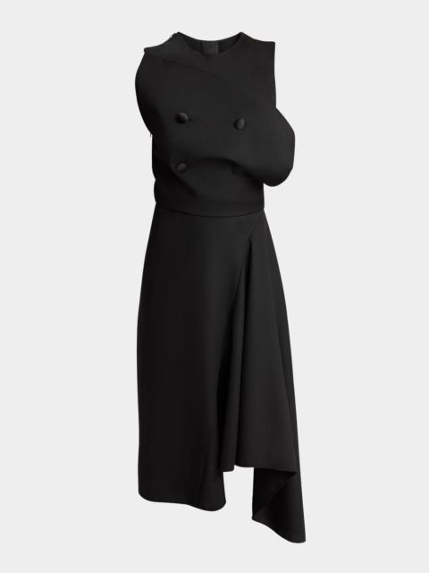 Givenchy 4-Button Sleeveless Asymmetric Dress