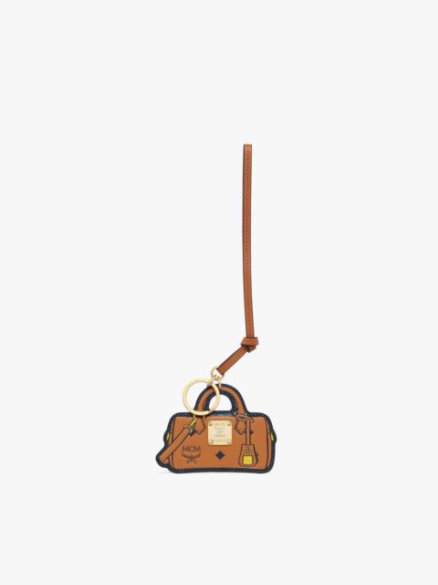 MCM 2D Ella Boston Bag Charm in Monogram Print Leather