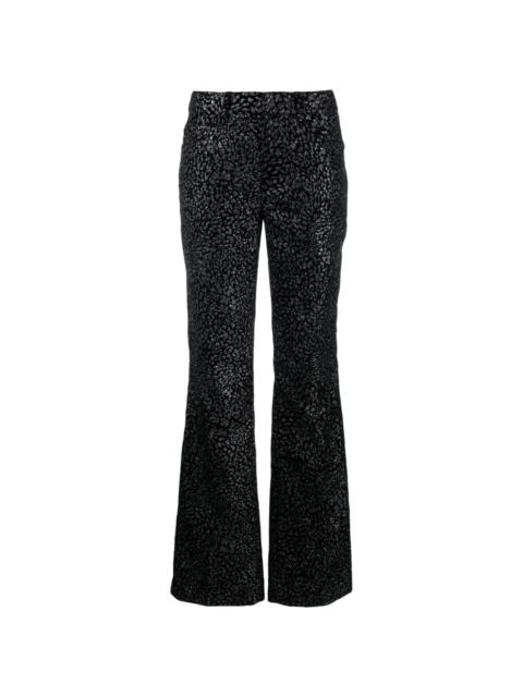 patterned-jacquard flared trousers
