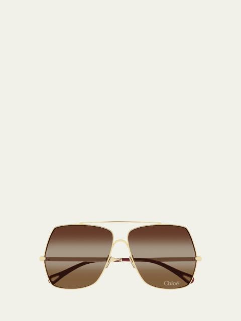 Chloé Gradient Aviator Metal Sunglasses