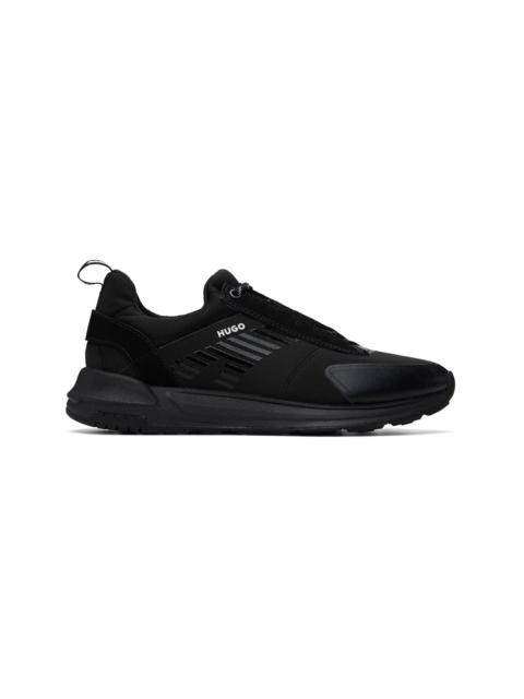 HUGO Black Printed-Logo Sneakers