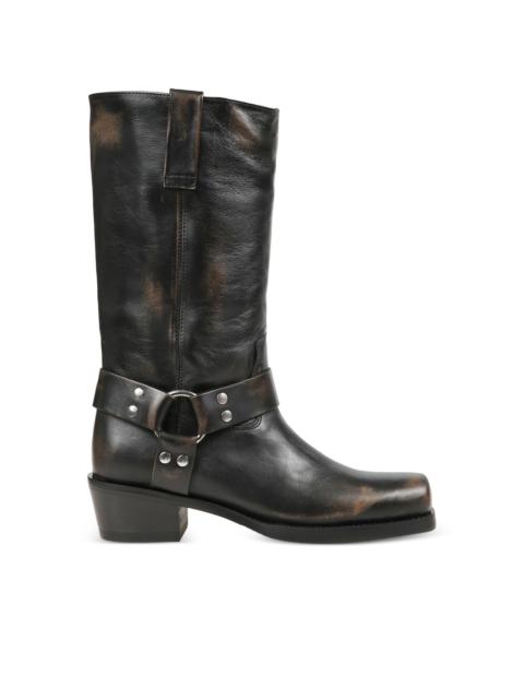 PARIS TEXAS aged-effect buckle boots