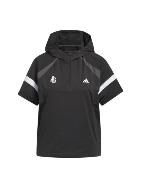 adidas (WMNS) adidas Half-Zip Hooded Anorak Jacket Asia Sizing 'Black' KG0145